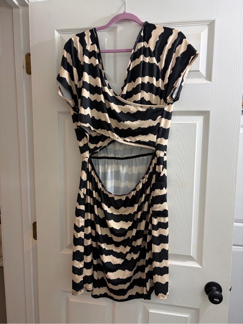 LuLaRoe Black and Cream Striped Backless Dress